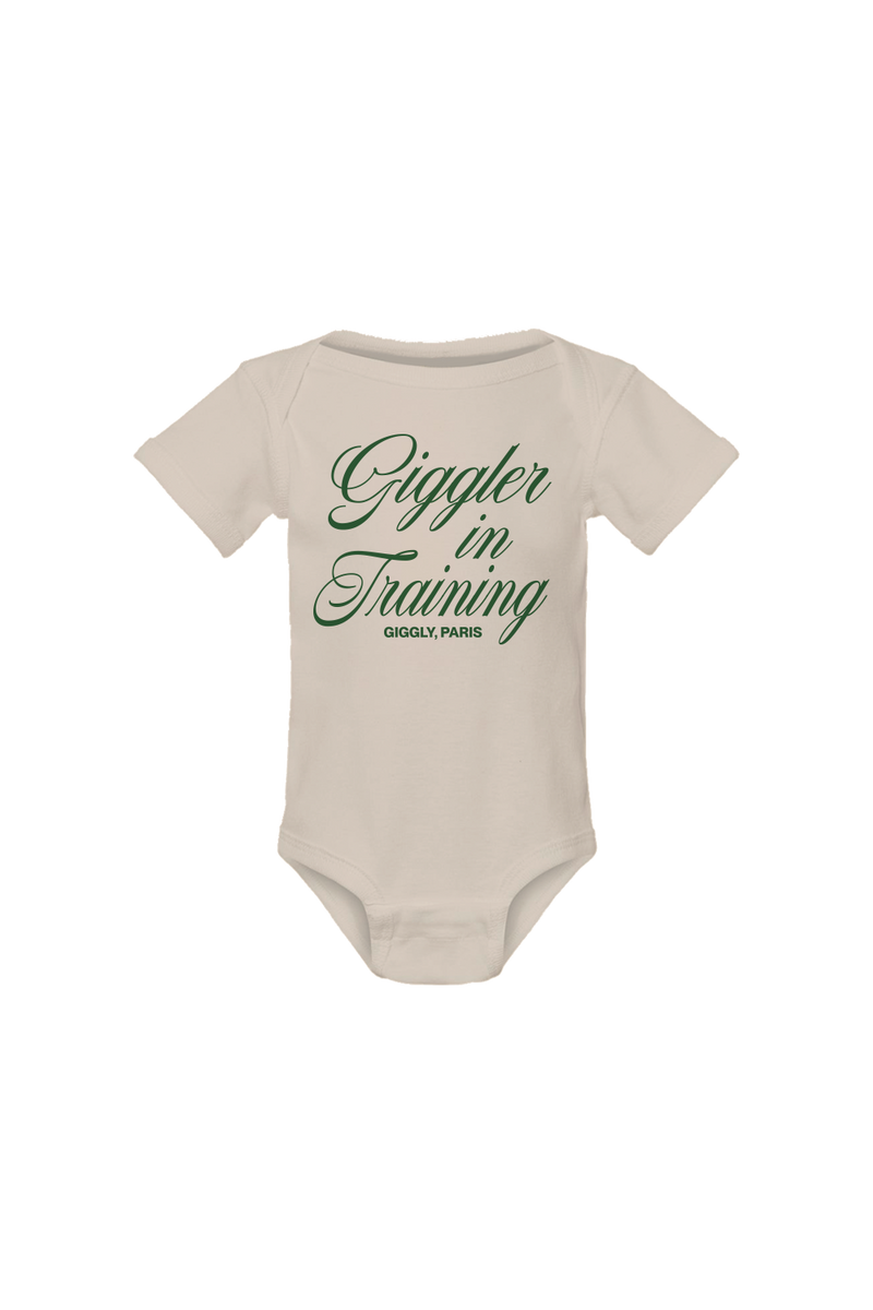 Giggler In Training In Paris Tan Baby One-Piece