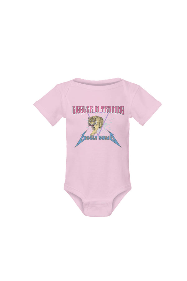 Giggler In Training Band Tee Pink Baby One-Piece